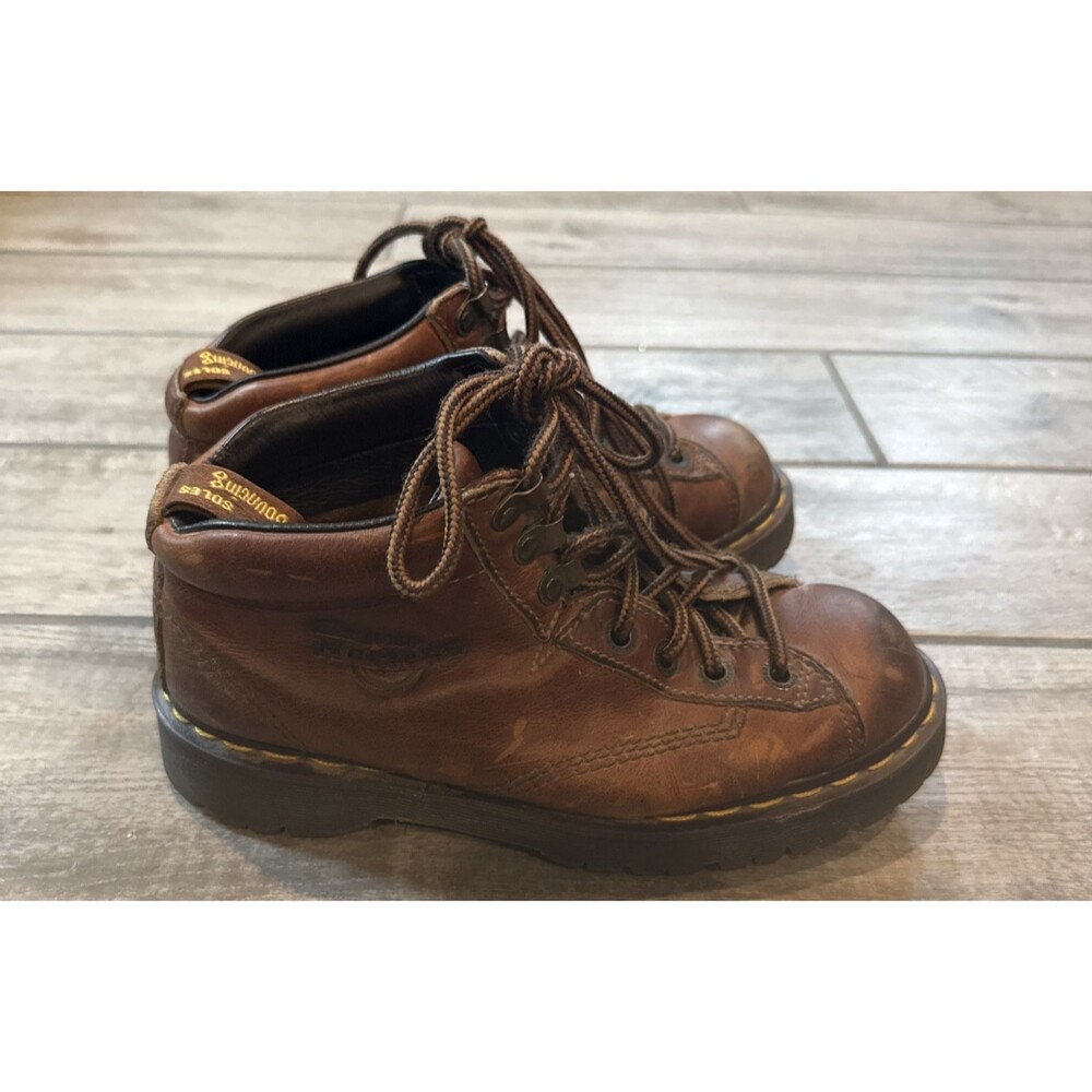 Vintage Dr Martens Brown Leather Boots Size 5 Made in England Lace Up